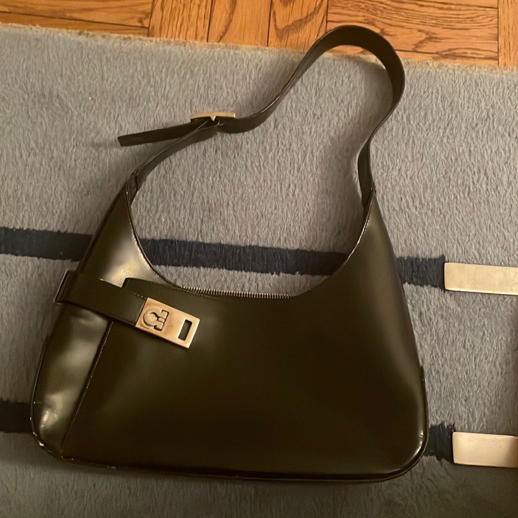 Vintage Ferragamo Black All Leather Hobo